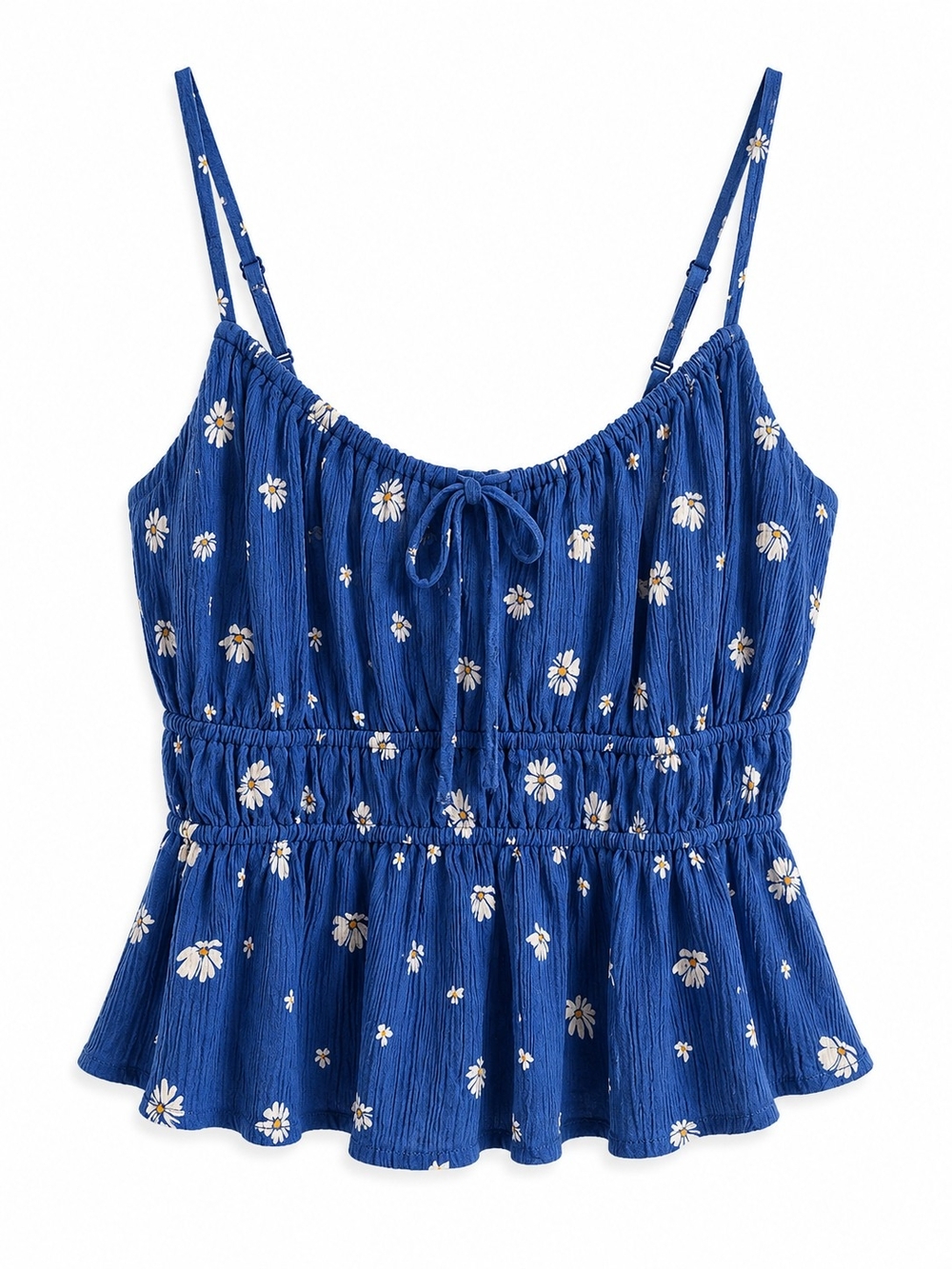 torrid Blue Daisy Tie-Front Smocked Peplum Cami Sz 2X